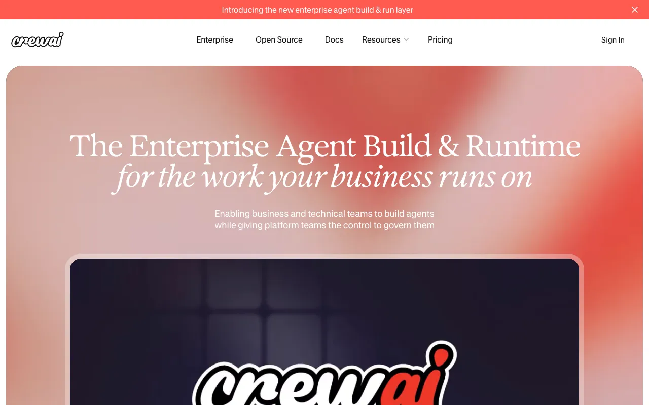 Page d'accueil de CrewAI le 2026-09-19