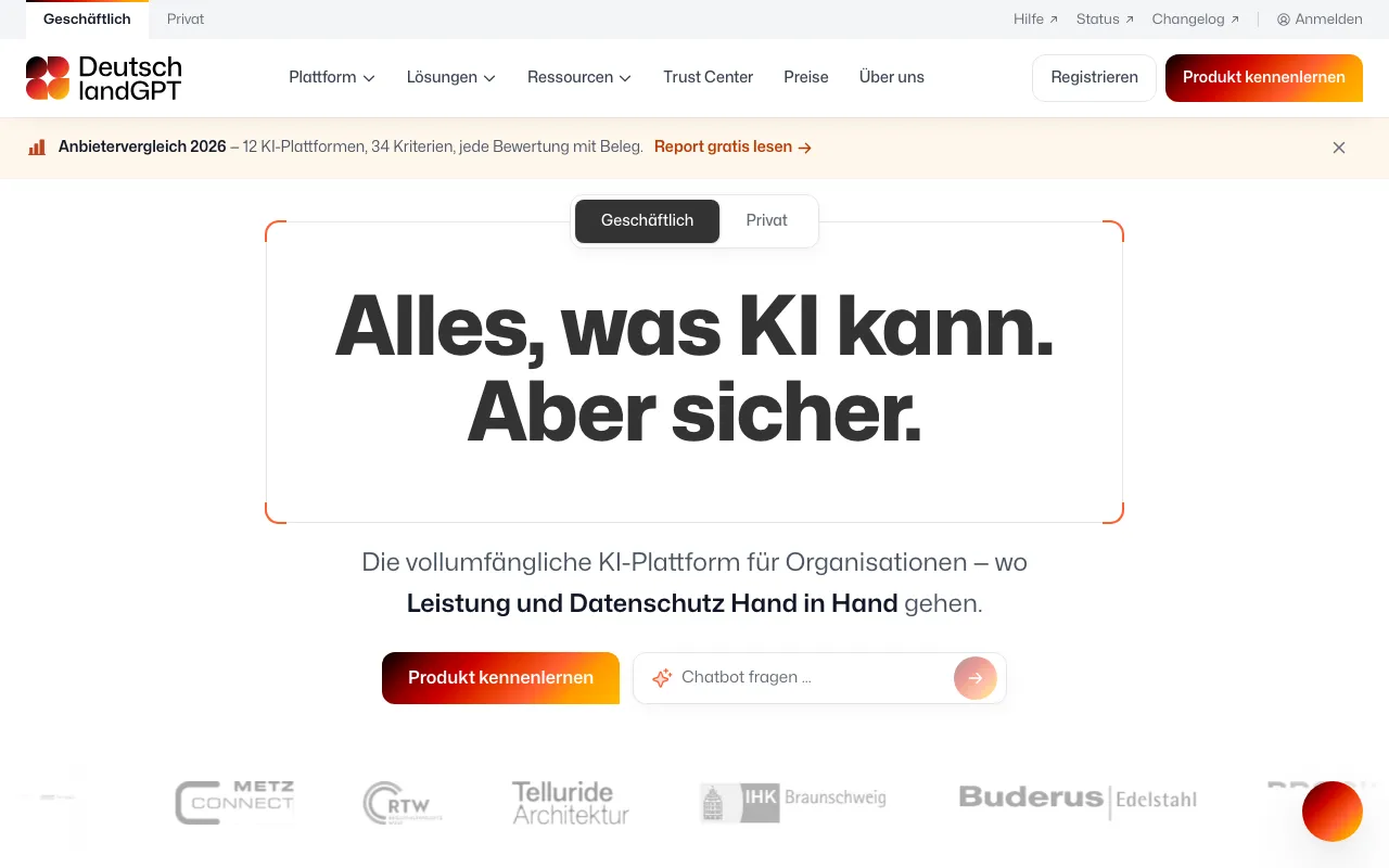 Page d'accueil de DeutschlandGPT le 2026-09-19