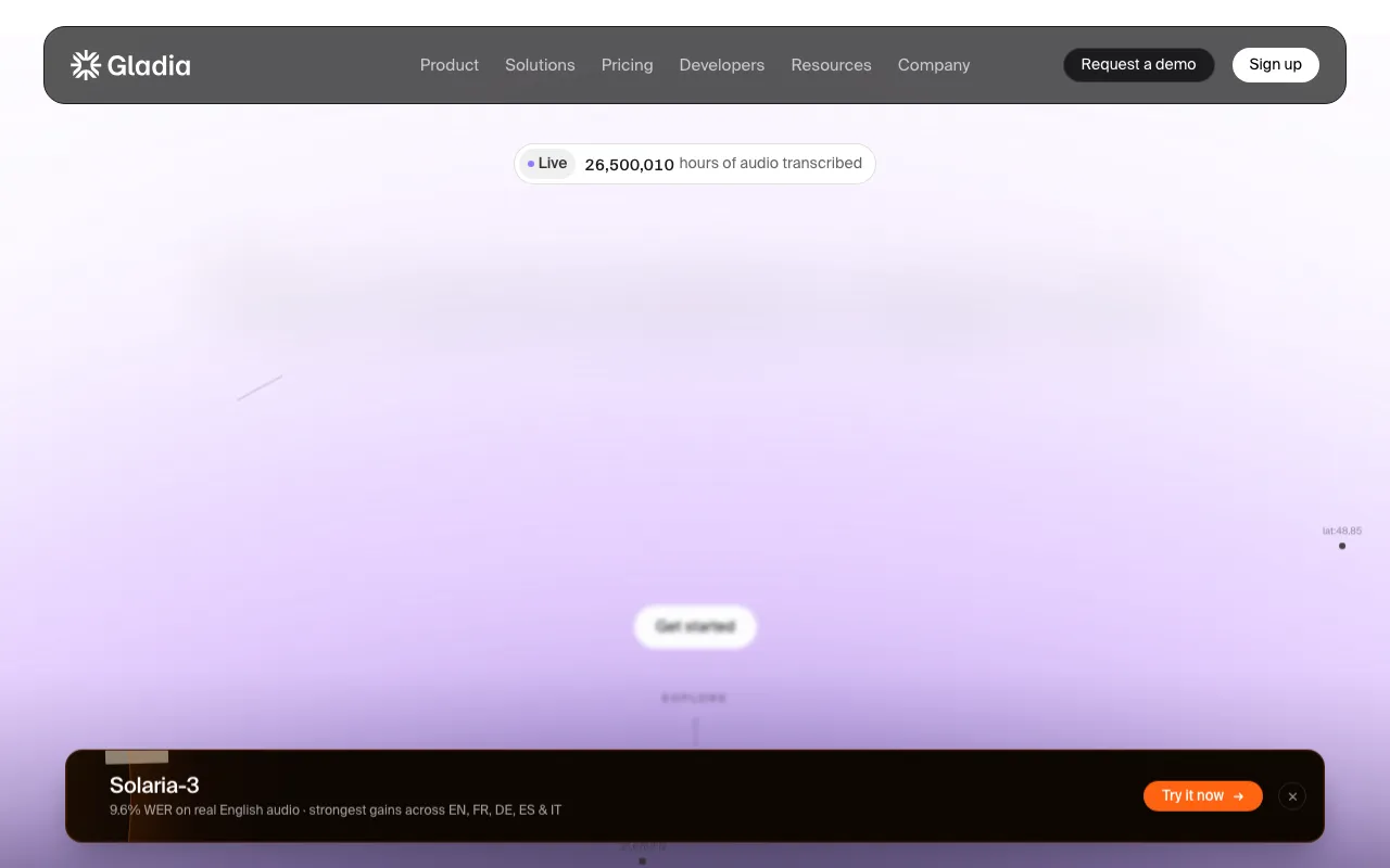 Page d'accueil de Gladia le 2026-09-19