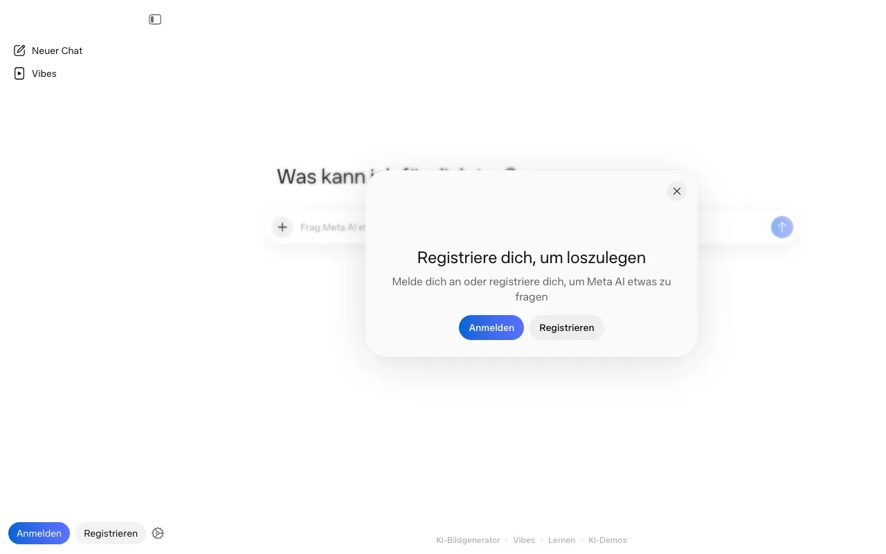 Page d'accueil de Meta AI le 2026-09-19