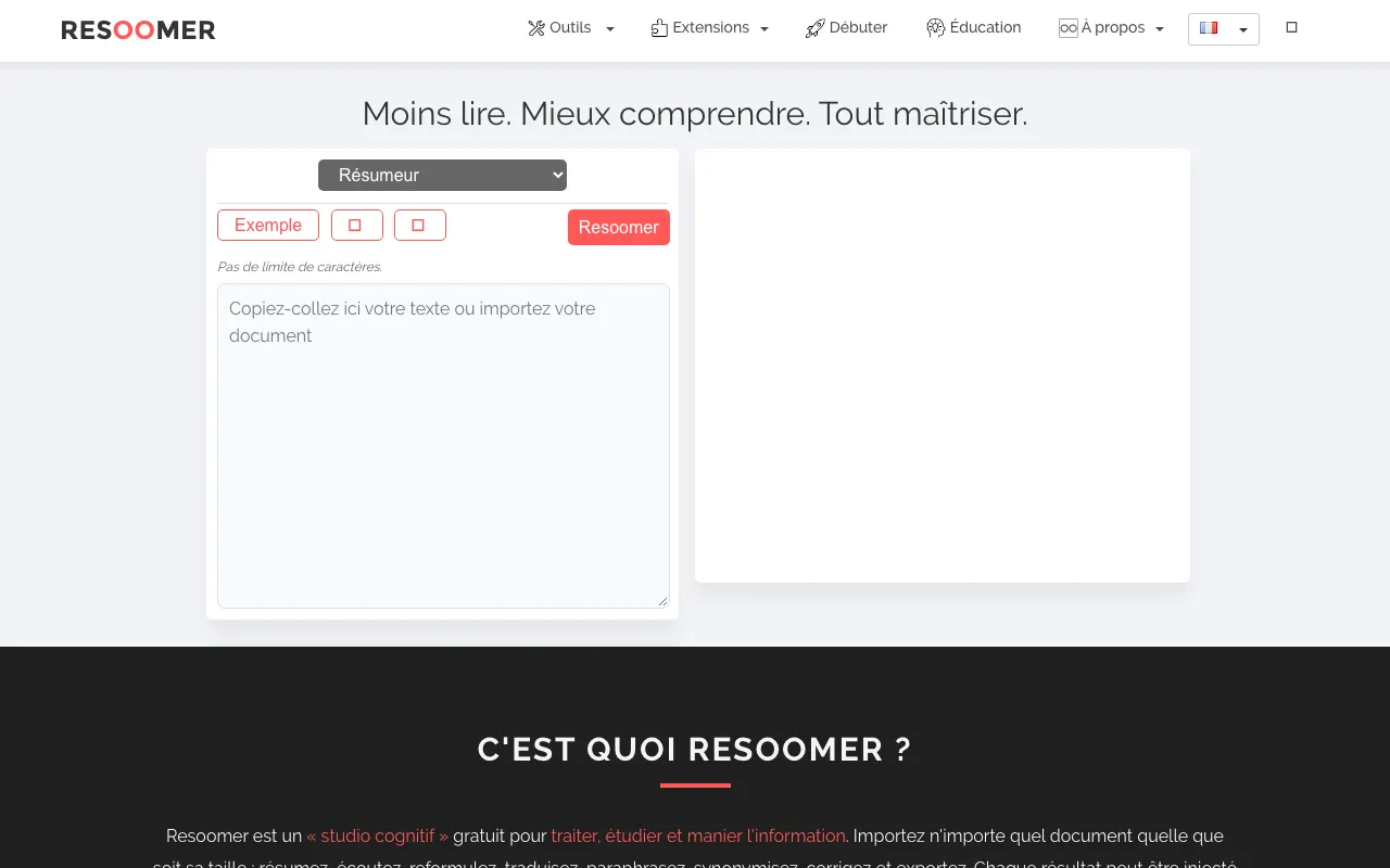 Page d'accueil de Resoomer le 2026-09-19