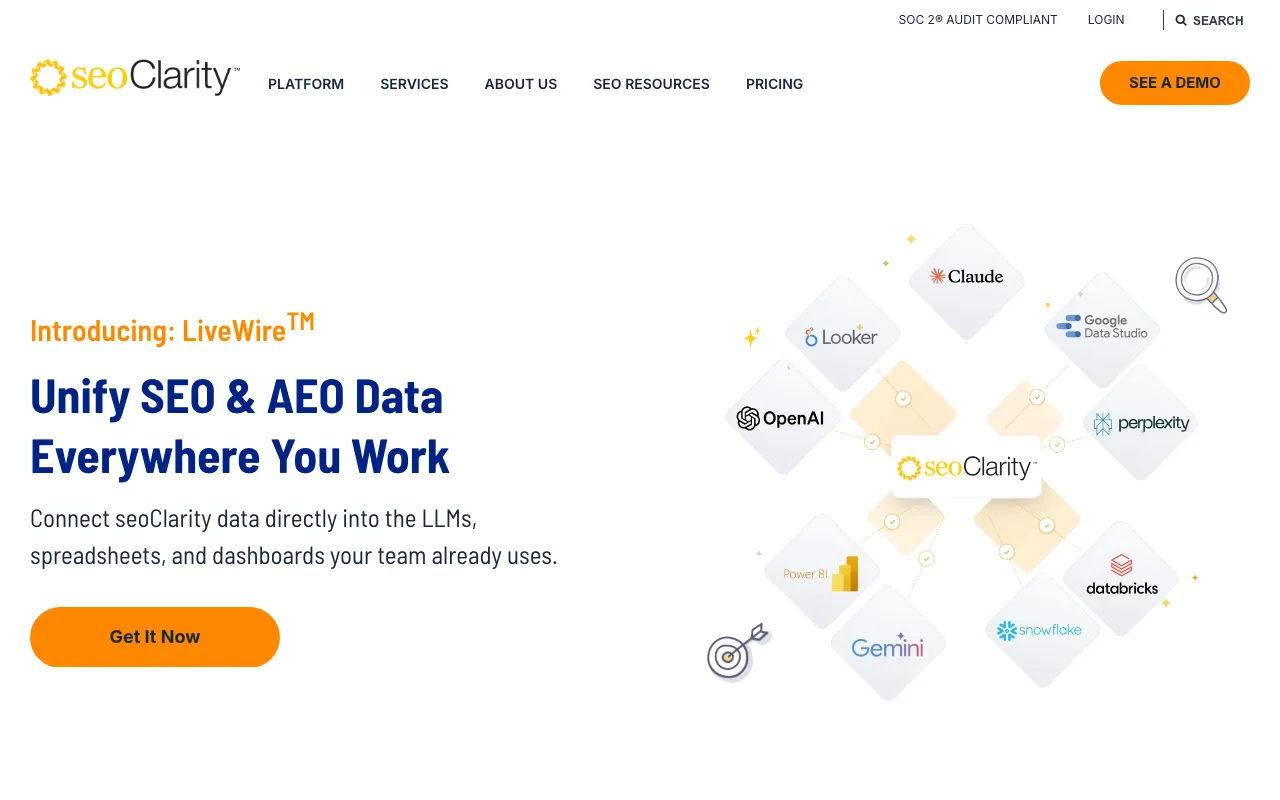 Page d'accueil de seoClarity le 2026-09-19