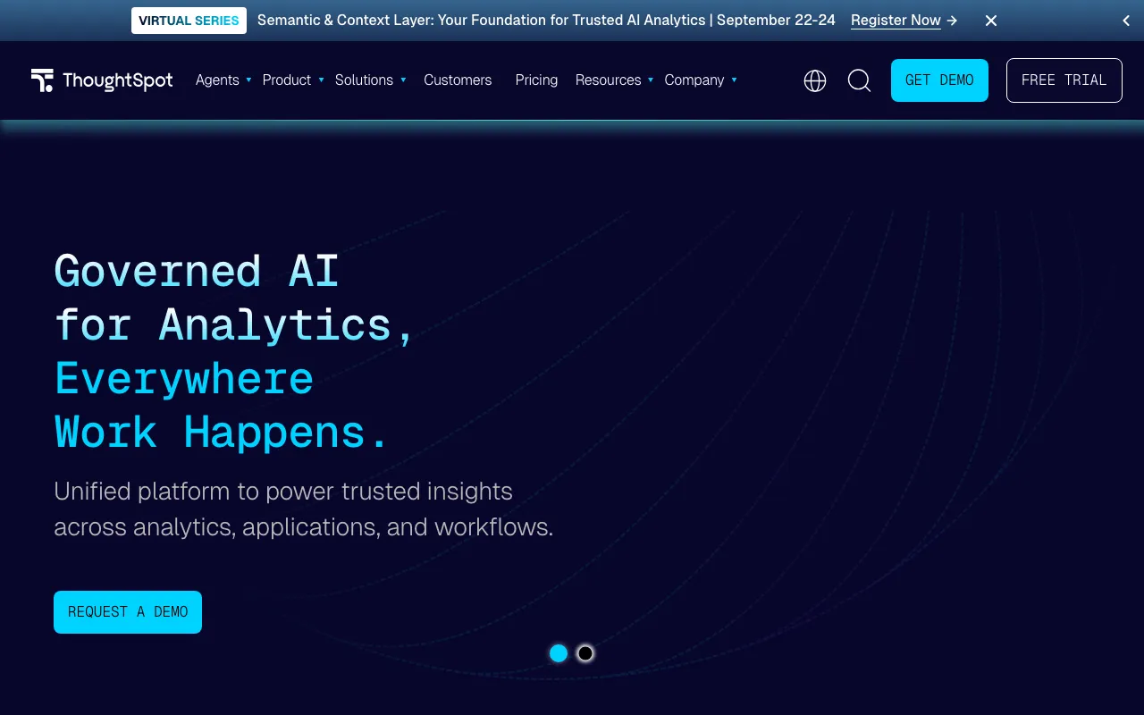 Page d'accueil de ThoughtSpot le 2026-09-19
