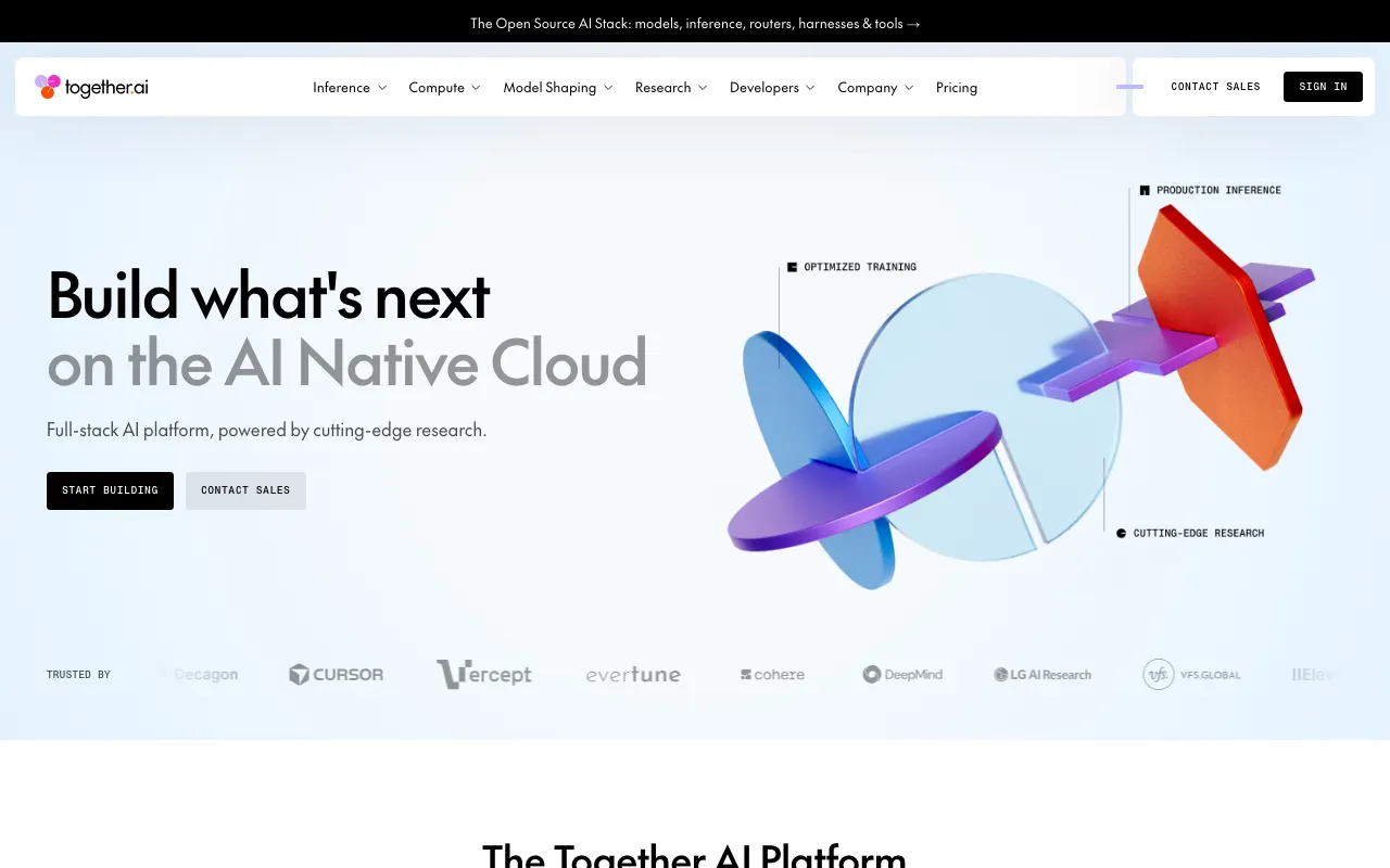 Page d'accueil de Together AI le 2026-09-19