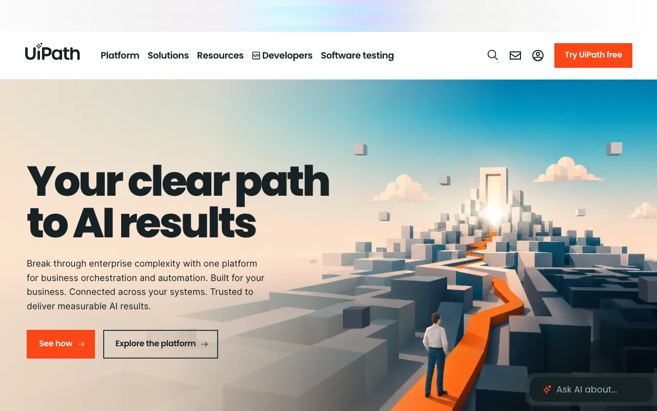 Page d'accueil de UiPath le 2026-09-19