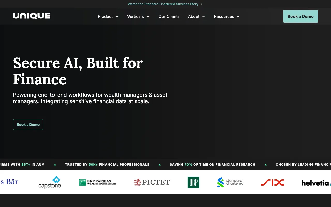 Page d'accueil de Unique AI le 2026-09-19